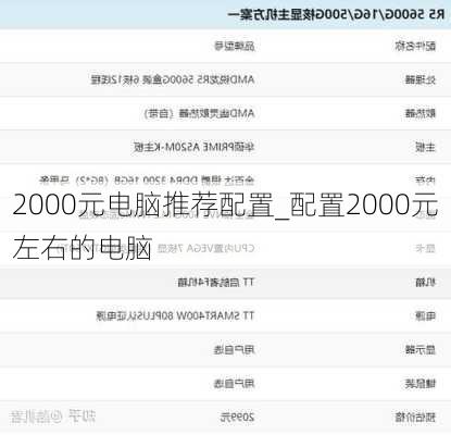 2000元电脑推荐配置_配置2000元左右的电脑