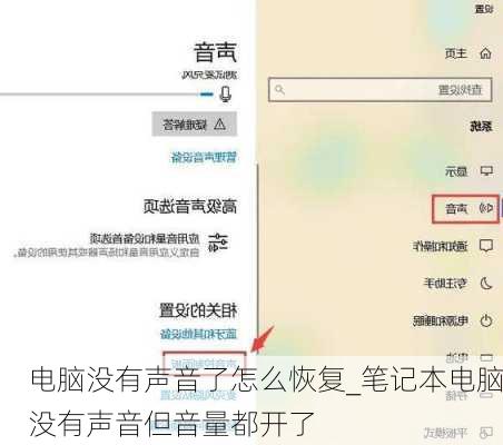 电脑没有声音了怎么恢复_笔记本电脑没有声音但音量都开了