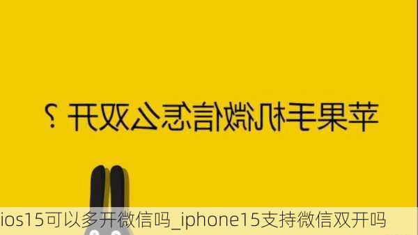 ios15可以多开微信吗_iphone15支持微信双开吗