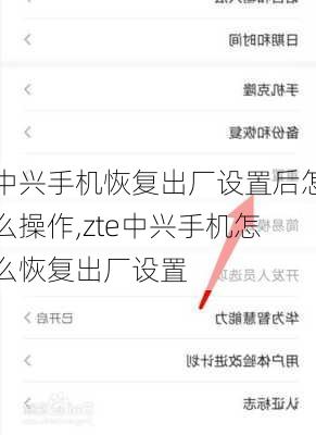 中兴手机恢复出厂设置后怎么操作,zte中兴手机怎么恢复出厂设置