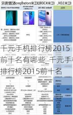 千元手机排行榜2015前十名有哪些_千元手机排行榜2015前十名