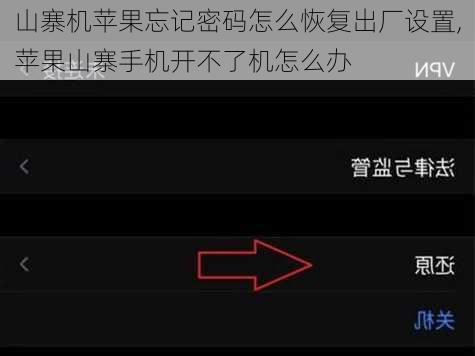 山寨机苹果忘记密码怎么恢复出厂设置,苹果山寨手机开不了机怎么办