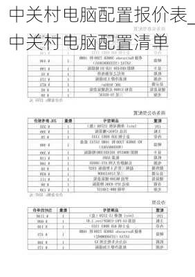 中关村电脑配置报价表_中关村电脑配置清单