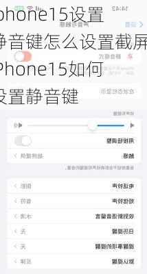 iphone15设置静音键怎么设置截屏-iPhone15如何设置静音键