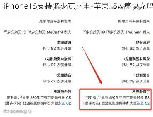 iPhone15支持多少瓦充电-苹果15w算快充吗