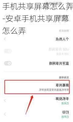 手机共享屏幕怎么弄-安卓手机共享屏幕怎么弄