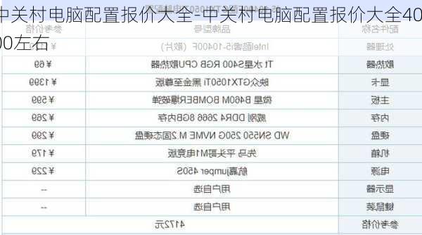 中关村电脑配置报价大全-中关村电脑配置报价大全4000左右