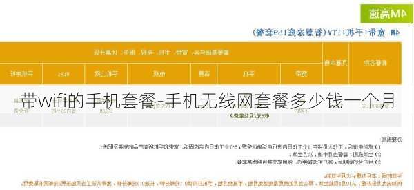带wifi的手机套餐-手机无线网套餐多少钱一个月