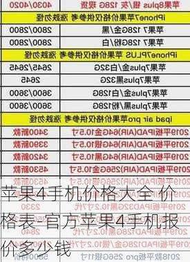 苹果4手机价格大全 价格表-官方苹果4手机报价多少钱