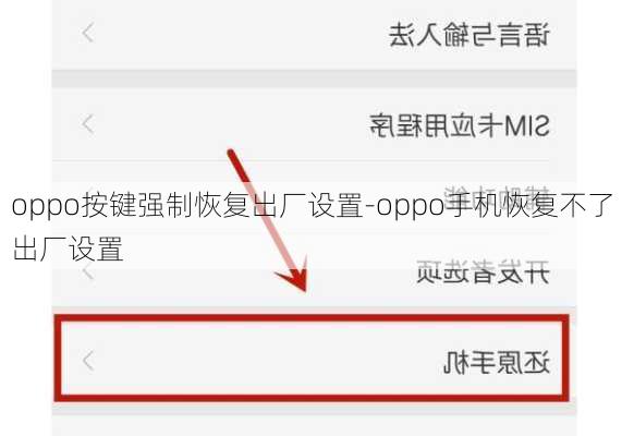 oppo按键强制恢复出厂设置-oppo手机恢复不了出厂设置