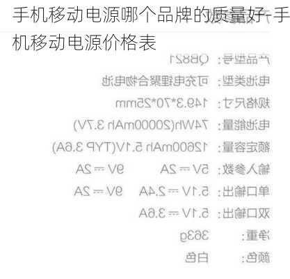 手机移动电源哪个品牌的质量好-手机移动电源价格表