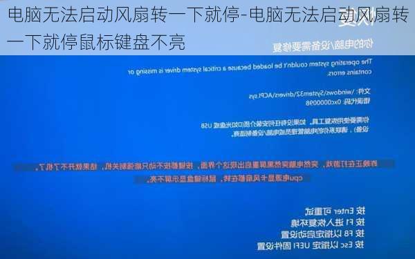 电脑无法启动风扇转一下就停-电脑无法启动风扇转一下就停鼠标键盘不亮