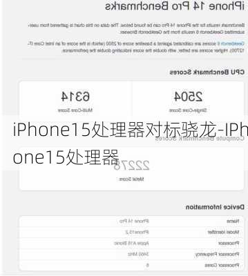 iPhone15处理器对标骁龙-IPhone15处理器