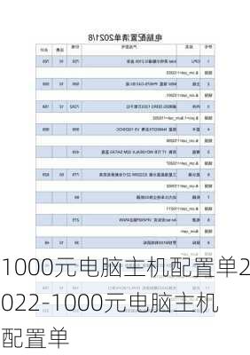 1000元电脑主机配置单2022-1000元电脑主机配置单