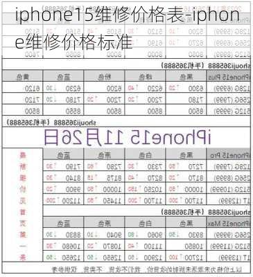 iphone15维修价格表-iphone维修价格标准