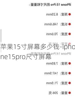 苹果15寸屏幕多少钱-iphone15pro尺寸屏幕