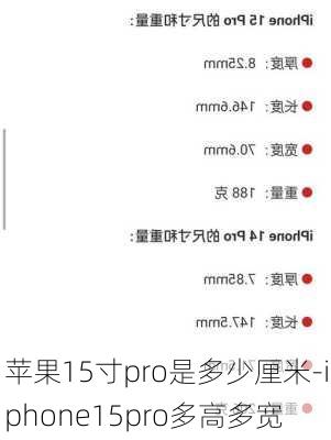 苹果15寸pro是多少厘米-iphone15pro多高多宽