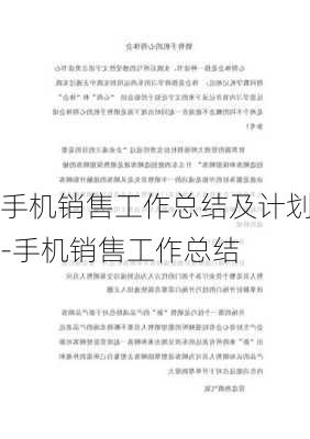 手机销售工作总结及计划-手机销售工作总结