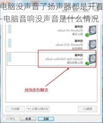 电脑没声音了扬声器都是开着-电脑音响没声音是什么情况
