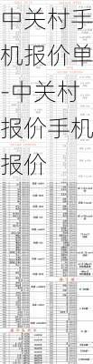 中关村手机报价单-中关村报价手机报价