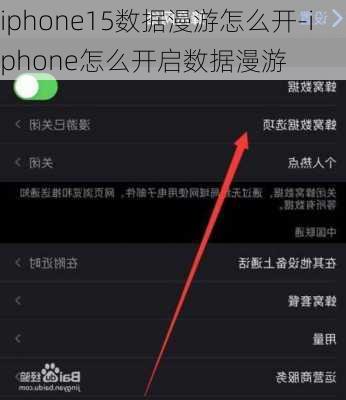 iphone15数据漫游怎么开-iphone怎么开启数据漫游